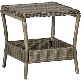 vidaXL Garden Table Brown 45x45x46.5 cm Poly Rattan Vidaxl