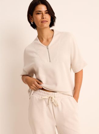 Miiyu Womens Peachskin-feel zipped V-neck sweatshirt