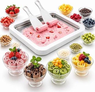 OEM M&aacute;quina Para Hacer Helado Enrollado, Heladera, Prepara Tu Propio Helado, 22,5 X 17,5 Cm, M&aacute;quina De Helado, Prepara Helado F&aacute;cilmente, Blanca