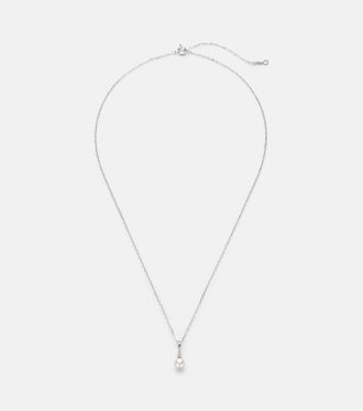 Mikimoto 18kt white gold necklace with pearls and diamond