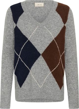 Cream Crmerle V-Neck - Dames - V-hals truien - Grijs - M - Wol - Truien & Vesten