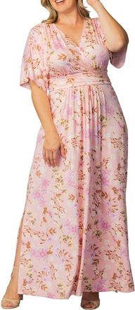 Kiyonna Vienna Maxi Dress in Lively Peach Florals at Nordstrom, Size 0X