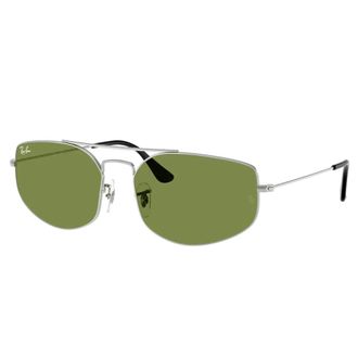 Ray-Ban Rb 3845 Zonnebril- Zilveren Montuur- Groene Glazen - unisex - Zonnebrillen - Grijs - 60 MM - Accessoires