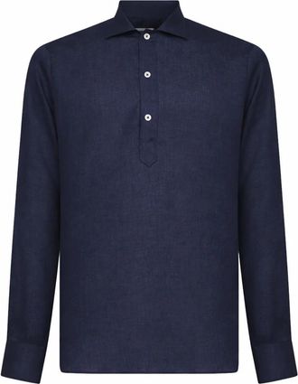 Tagliatore Dustin Lange Mouw Shirt - Heren - Casual Overhemden - Blauw - L - Linnen - Overhemden