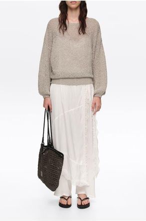 Bimba & Lola Metallic Batwing Sweater in Silver at Nordstrom, Size Xx-Small