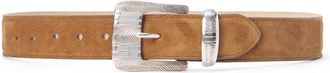 L'agence Womens Aya Western Suede Engraved Belt In Cognac
