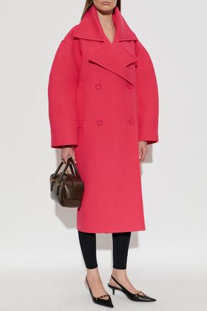 Balenciaga Double-breasted Wool Coat, Womens, Pink