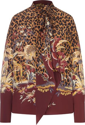 Etro ANIMAL AND FLORAL PRINTED SHIRT WITH NECK BOW - Etro - Woman