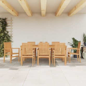vidaXL Juego De Comedor Para Jard&iacute;n 9 Piezas Madera Maciza De Teca Vidaxl