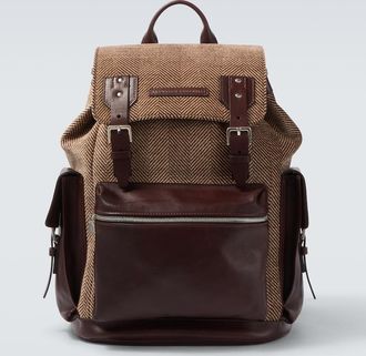Brunello Cucinelli Herringbone leather-trimmed backpack