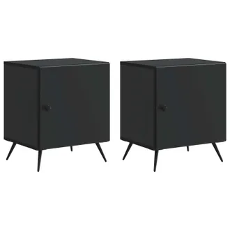 vidaXL Armario De Noche 2 Pcs Negro 43 X 34,5 X 50 Cm Vidaxl