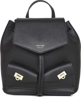Ferragamo Rugzak - Dames - Rugzakken - Zwart - ONE Size - Leer - Tassen