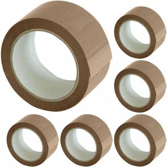Trade Shop Trade Shop - Set 6 Nastri Adesivi Avana 50 Mm X 66 Mt Con Etichetta Nastro Imballaggi Marrone