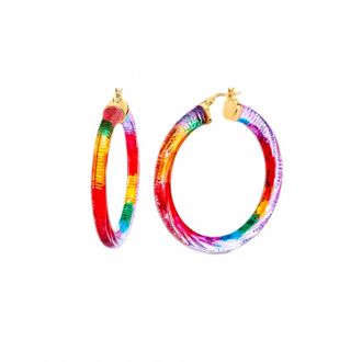 Gold & Honey Womens Painted Instyle Lucite Hoop Earrings In Rainbow