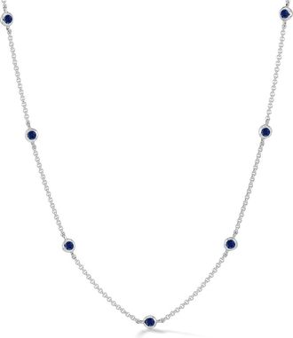 Dower & Hall Halsketting verfraaid met saffier - Zilver