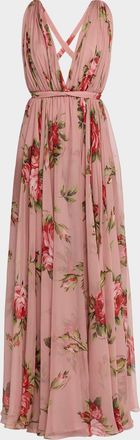 Dolce & Gabbana Rose Bouquet-Print Chiffon Dress