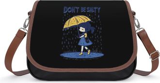 Generic Dont Be Salty Womens Leather Crossbody Bags with Adjustable Strap Casual Printed Shoulder Handbag