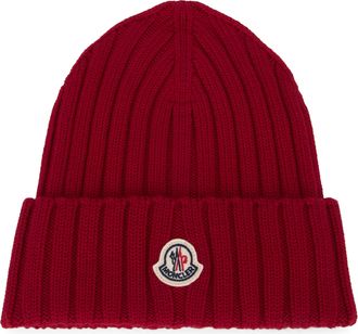 Moncler Womens Wool Beret Bordeaux Virgin Hat