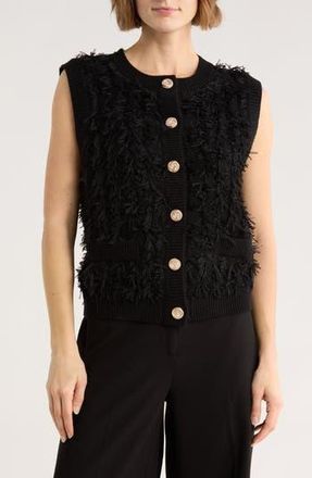 Adrianna Papell Textured Sweater Vest in Black at Nordstrom Rack, Size X-Small