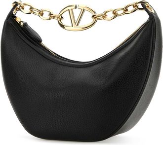 Valentino Garavani Womens Black Leather Small Hobo Vlogo Moon Handbag Nero Borse A Mano