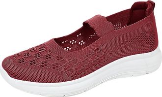 Generic Women Mary Jane Shoes Slip On Walking Flats Comfortable Dressy Knit Loafers Washable Casual Nurse Shoes with Arch Support Lightweight Breathable Sneak