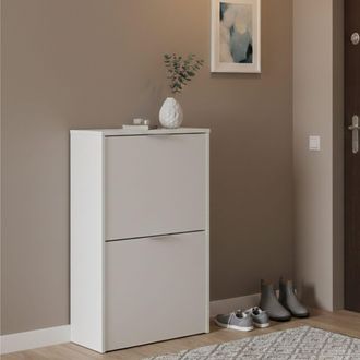 Dmora Zapatero Valdosta, Zapatero Que Ahorra Espacio Con 2 Puertas, Zapatero De Entrada, Armario Zapatero, 50x22h76 Cm, Blanco, Con Embalaje Reforzado - Dmo