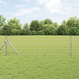 Berkfield Home Euro Fence with 13 Posts 0.6x25 m Galvanised Steel in Silver