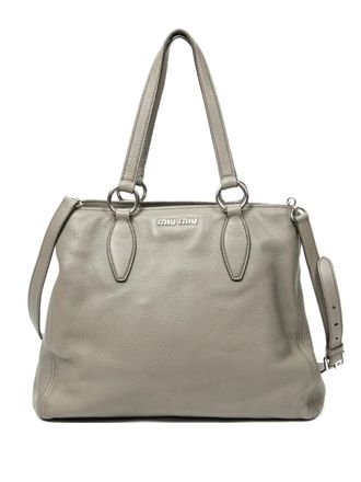 Miu Miu logo-lettering tote bag - Grey