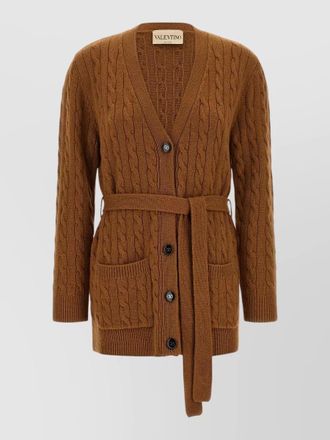 Valentino Garavani vlogo signature cardigan belt pockets knit