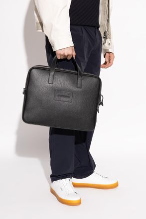 Emporio Armani Leather Document Hand Bag, Mens, Black