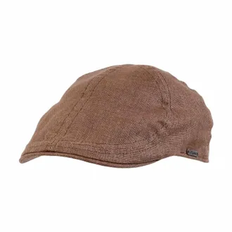 Wigens Mens Pub Cap In Hopsack Linen Cap In Light Brown
