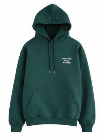 Dr&ocirc;le de Monsieur Slogan Green Cotton Hooded Sweatshirt