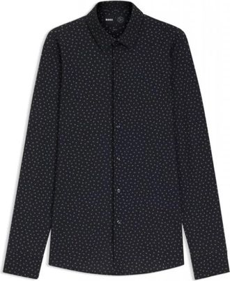 HUGO BOSS Bedrukte Slim-fit Overhemd - Heren - Casual Overhemden - Zwart - 2XL - Overhemden
