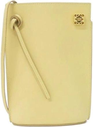 Loewe Pre-owned Cross Body Bags, female, Beige, Size: ONE SIZE Pre-owned Dice Pocket Calf Shoulder Bag