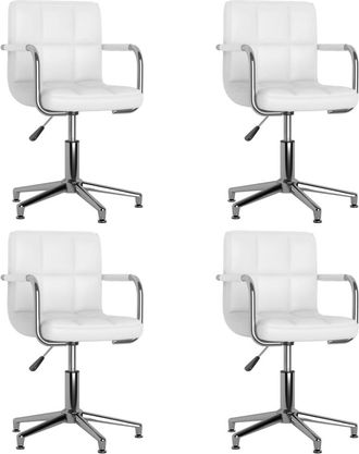 vidaXL Sillas De Comedor Giratorias 4 Unidades Cuero Sint&eacute;tico Blanco Vidaxl