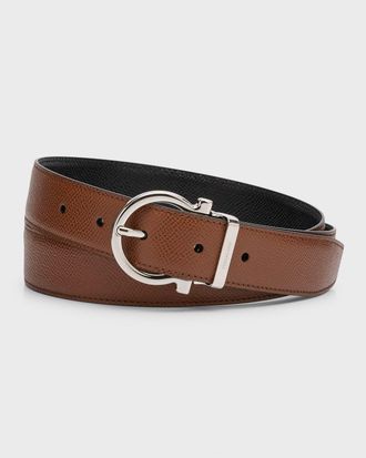 Ferragamo Men & apos;s Reversible Leather Gancio-Buckle Belt