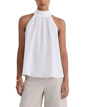 Reiss Andi Linen Sleeveless Scarf Neck Top