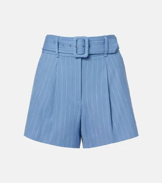 Veronica Beard Piper striped linen-blend shorts