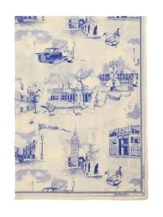 Burberry London Mountains wollen zijden sjaal - Wit