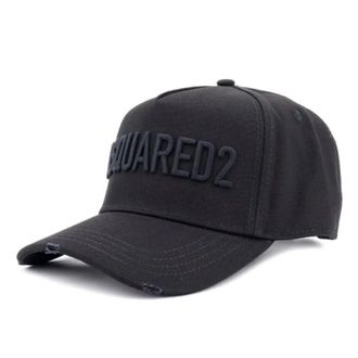 Dsquared2 Geborduurde Katoenen Gabardine Baseballpet - Heren - Petten - Zwart - ONE Size - Katoen - Accessoires
