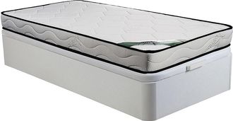 Vente-Unique Conjunto somier arc&oacute;n blanco 90 x 190 cm + colch&oacute;n de espuma y tela de bamb&uacute; de 15cm de grosor - KANANI de NATUREA