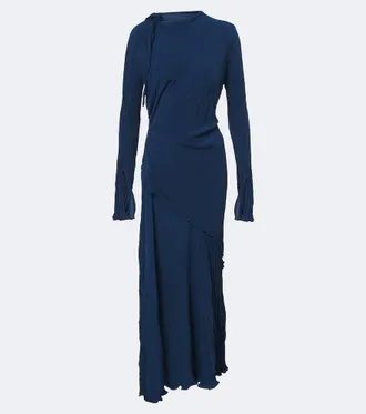 Victoria Beckham Asymmetric pliss&eacute; midi dress