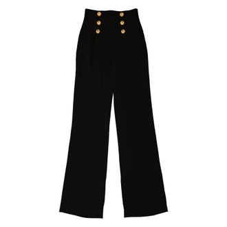 Balmain Button-Embellished High-Waisted Pants, Brand Size 40 (US Size 8)