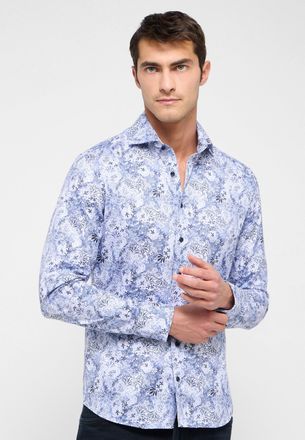 Eterna Langarmhemd ETERNA SLIM FIT, Herren, Gr. 38, Normalgr&ouml;ssen, blau, Twill, 100% Baumwolle, schmal, Manschette, Hemden Langarmhemd, EASY IRON (b&uuml;gelleich
