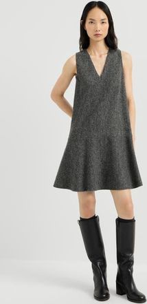 Brunello Cucinelli Virgin wool donegal mini dress with monili in Anthracite at Nordstrom, Size Xxx-Large