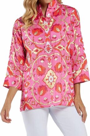 Jude Connally Cricket Cotton Voile Top In Gilded Garden Peony Pink Gold