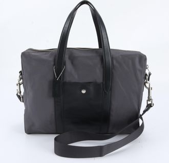 Coach Black Gray Leather Nylon Briefcase Shoulder Bag (Pre-Owned)