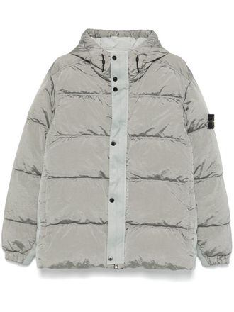 Stone Island Compass-badge puffer jacket - men - Polyamide/Duck Down/Polyamide/Duck Feathers - M - Grey