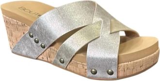 Corkys Footwear Womens Amuse Wedge Heel Sandal In Gold