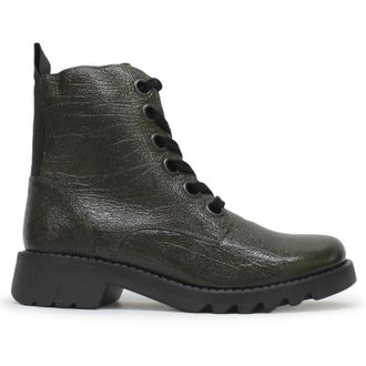 FLY London RAGI539FLY Rock Leather Womens Ankle Boots - Green - Size:UK 7
